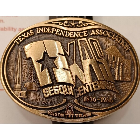 Texas Sesquicentennial Independence Association Ltd Ed Solid Brass Belt Buckle - Picture 5 of 8